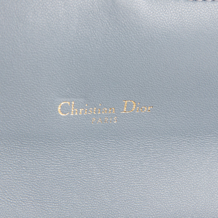 DIOR Calfskin Saddle Long Wallet with Chain - Blue