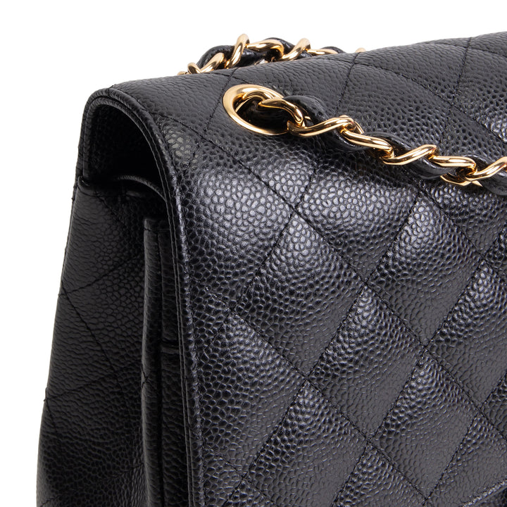 CHANEL Caviar Jumbo Double Flap Bag - Black