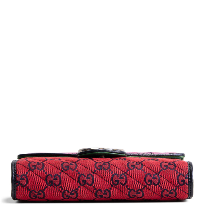 GUCCI Multicolor GG Canvas Marmont Wallet on Chain