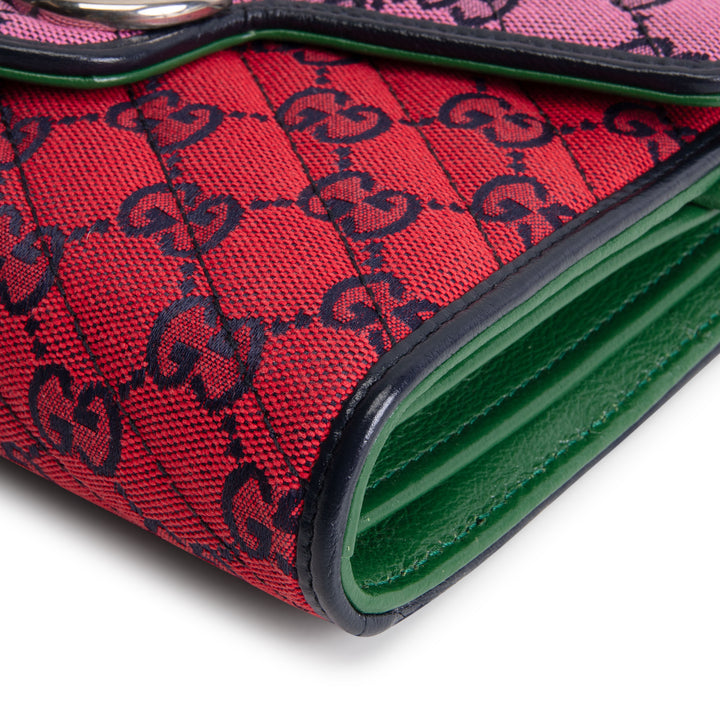 GUCCI Multicolor GG Canvas Marmont Wallet on Chain