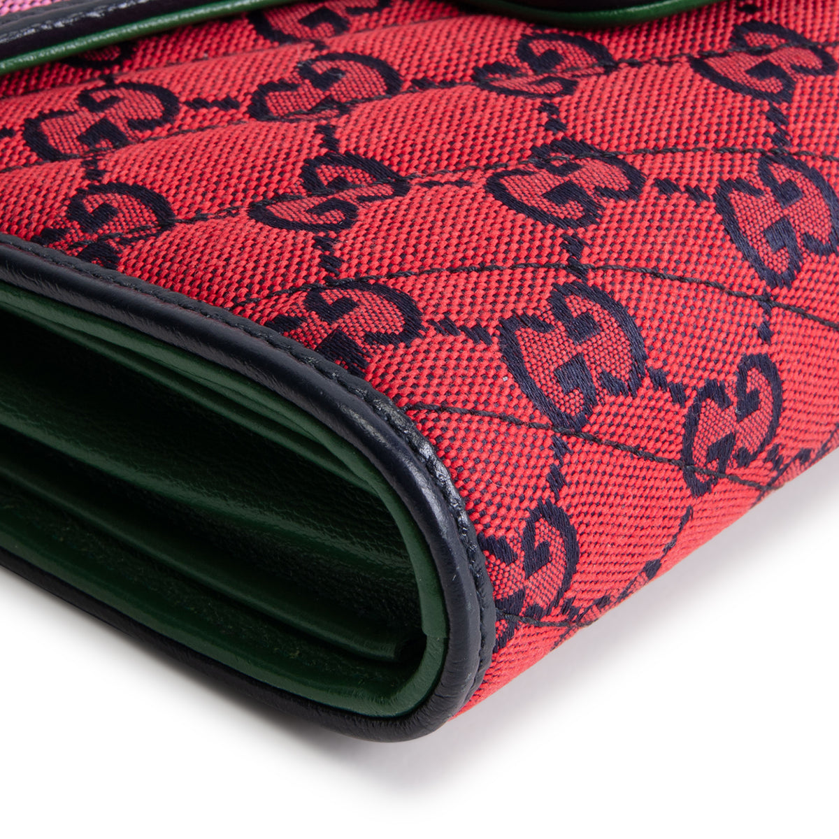 GUCCI Multicolor GG Canvas Marmont Wallet on Chain