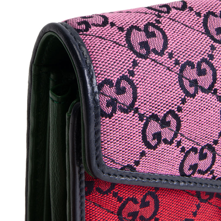 GUCCI Multicolor GG Canvas Marmont Wallet on Chain