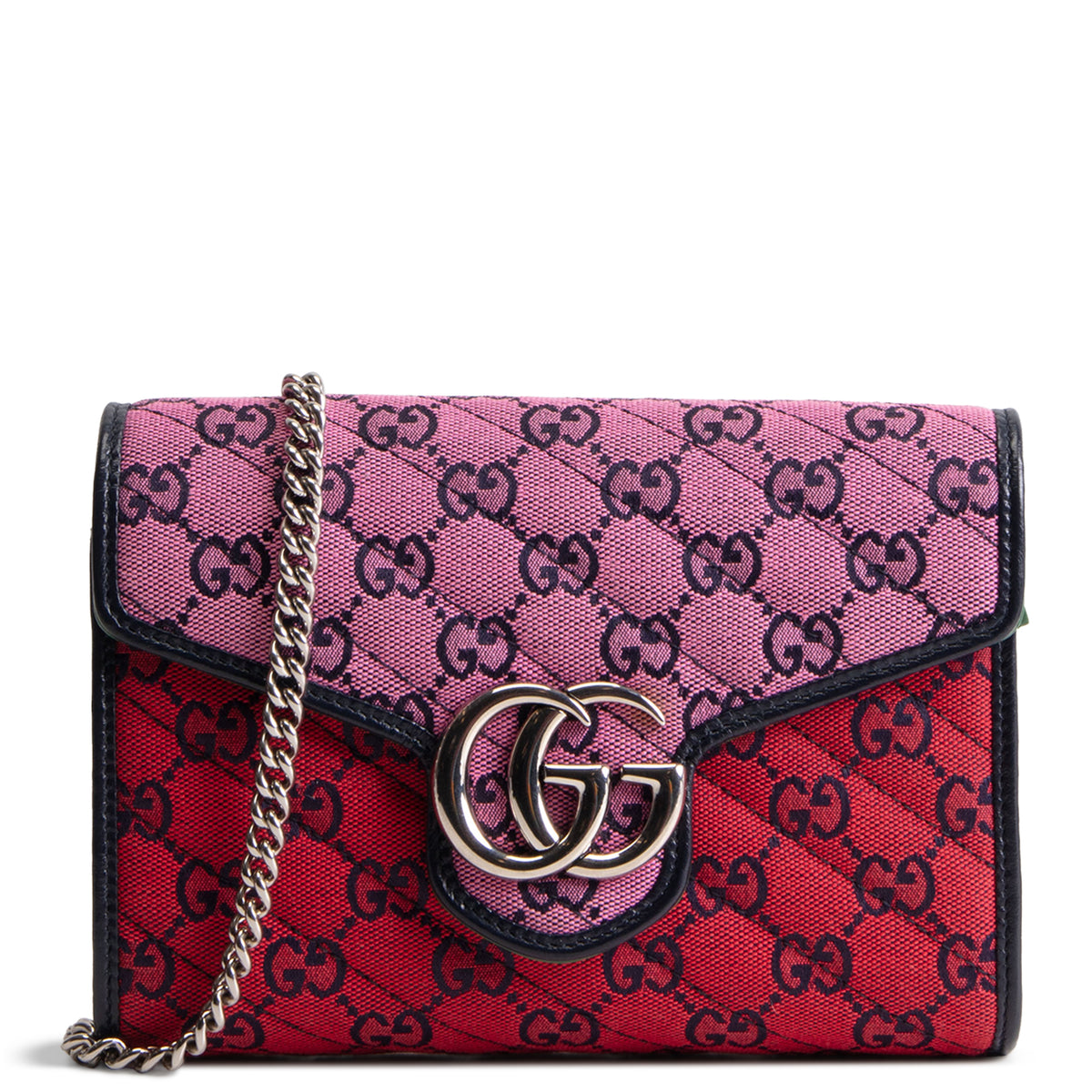 GUCCI Multicolor GG Canvas Marmont Wallet on Chain