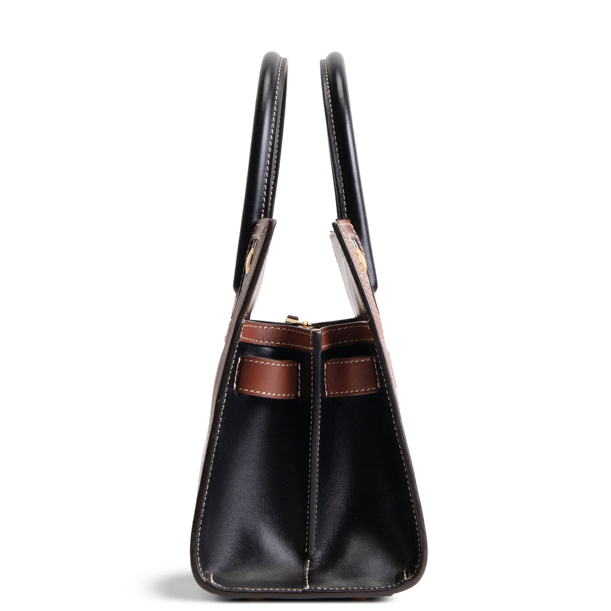 BURBERRY Vintage Check Mini Two Handle Title Bag - Black
