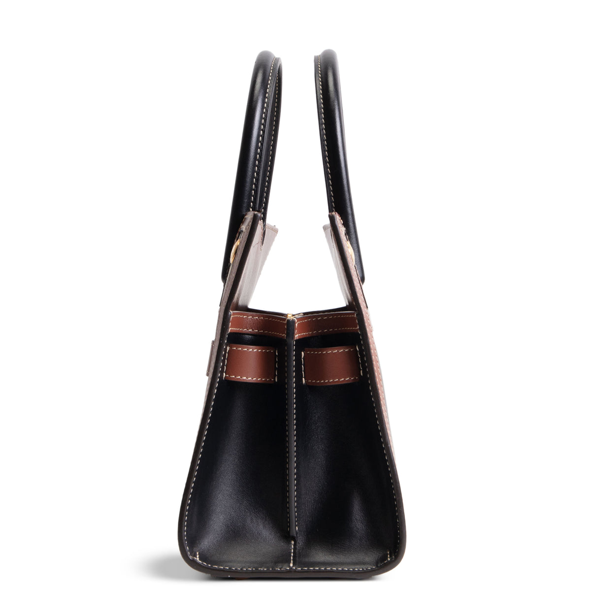 BURBERRY Vintage Check Mini Two Handle Title Bag - Black