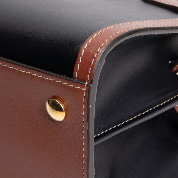 BURBERRY Vintage Check Mini Two Handle Title Bag - Black