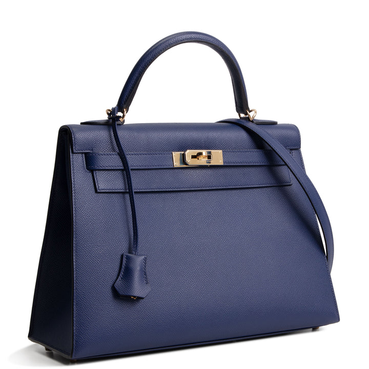 HERMES Kelly 32 Sellier Epsom - Blue