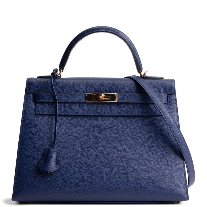 HERMES Kelly 32 Sellier Epsom - Blue