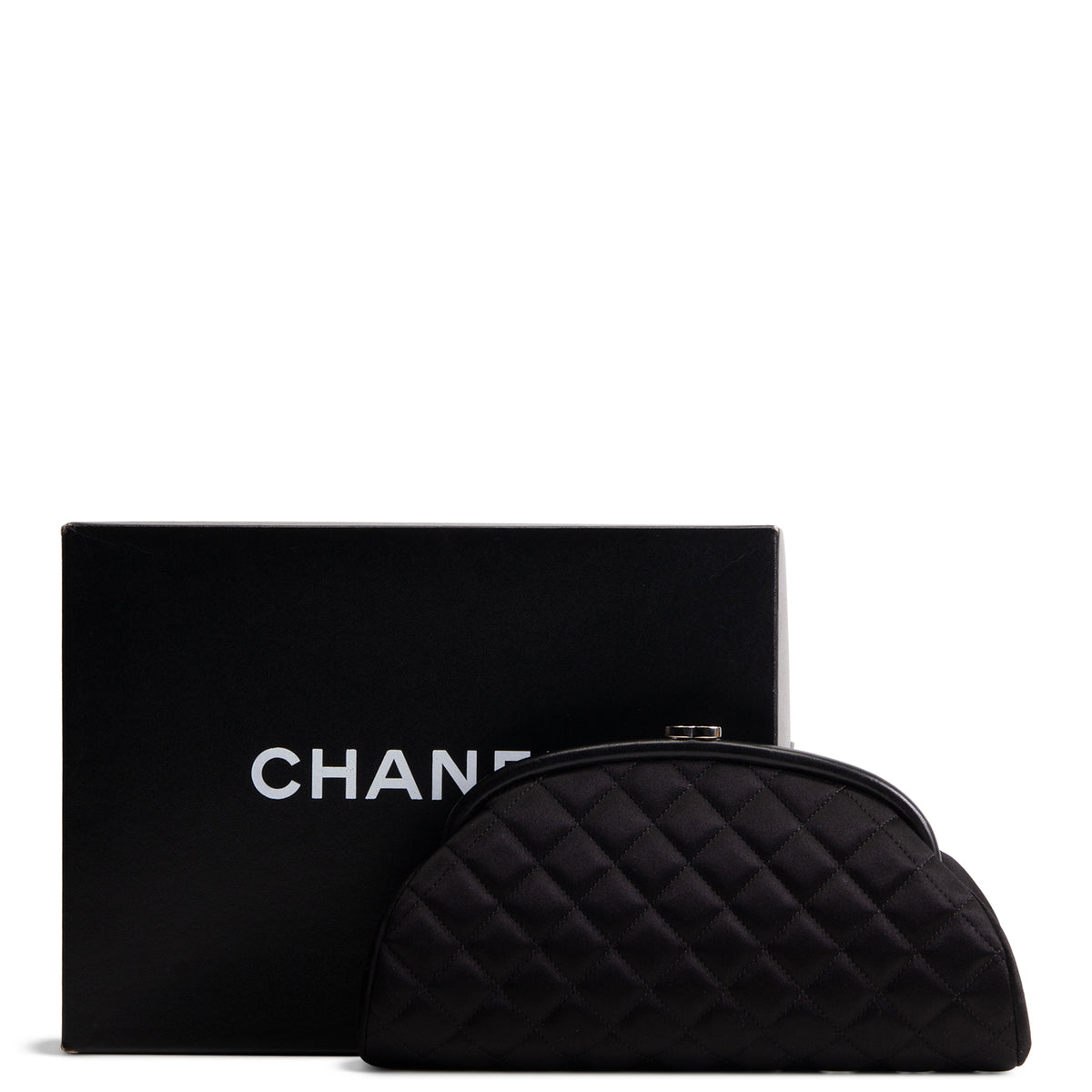 CHANEL Quilted Satin Timeless Clutch