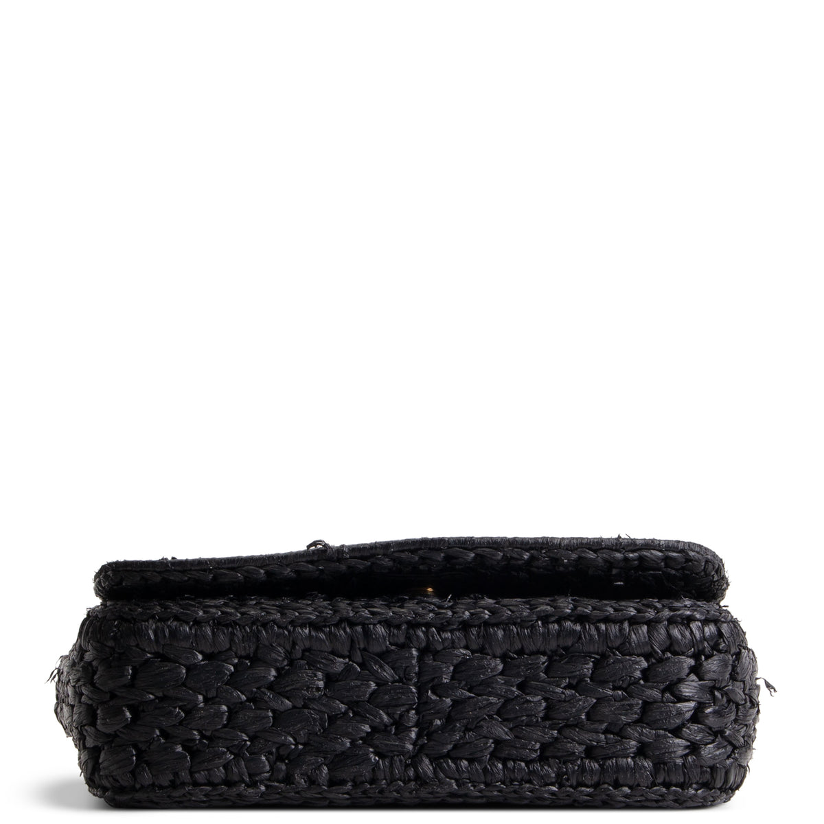 PRADA Logo Chain Flap Raffia Shoulder Bag