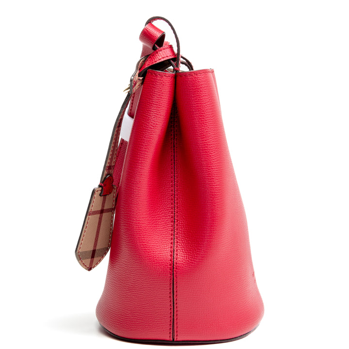 BURBERRY Lorne Bucket Bag - Red