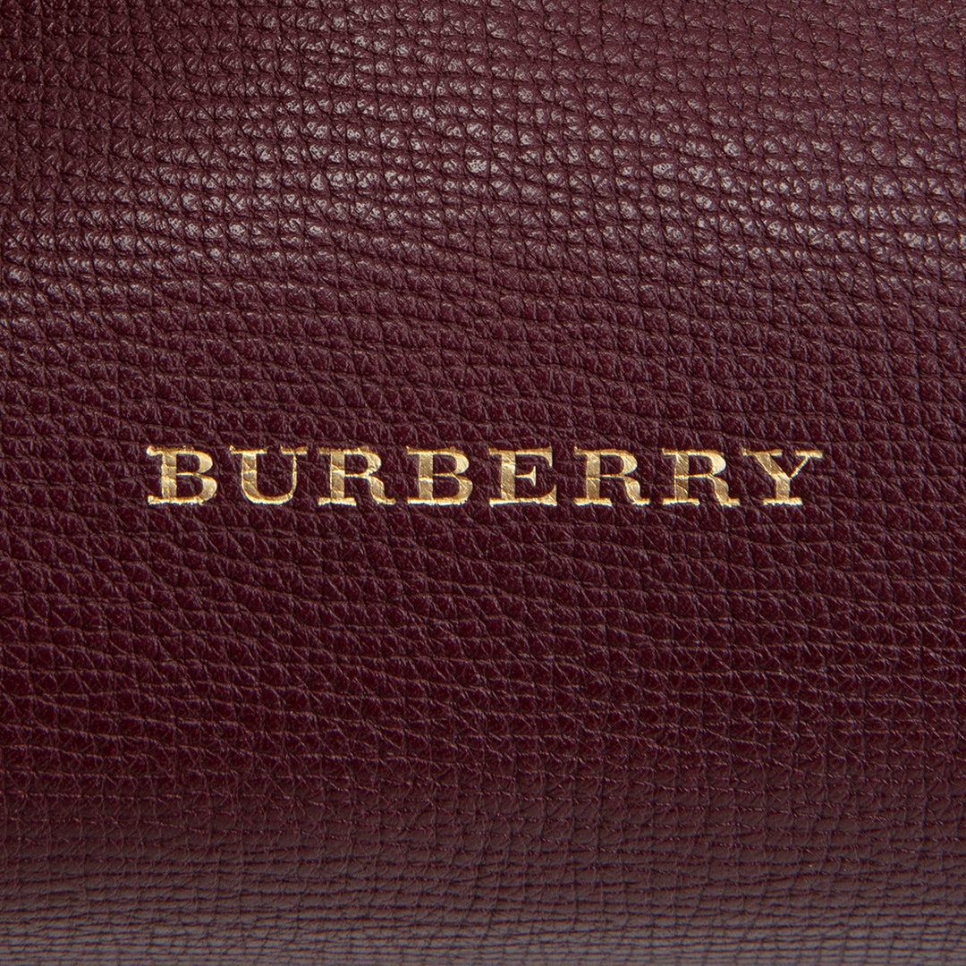 BURBERRY Leather Banner Medium Tote - Burgundy