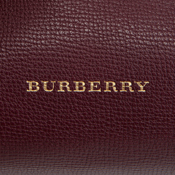 BURBERRY Leather Banner Medium Tote - Burgundy