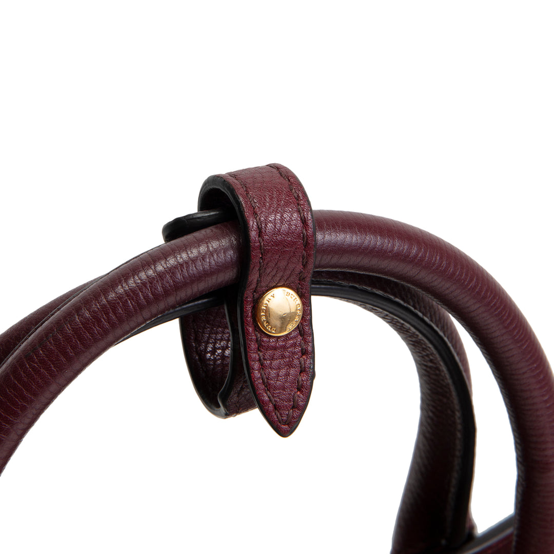 BURBERRY Leather Banner Medium Tote - Burgundy