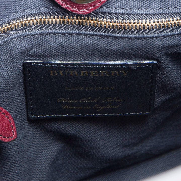 BURBERRY Leather Banner Medium Tote - Burgundy