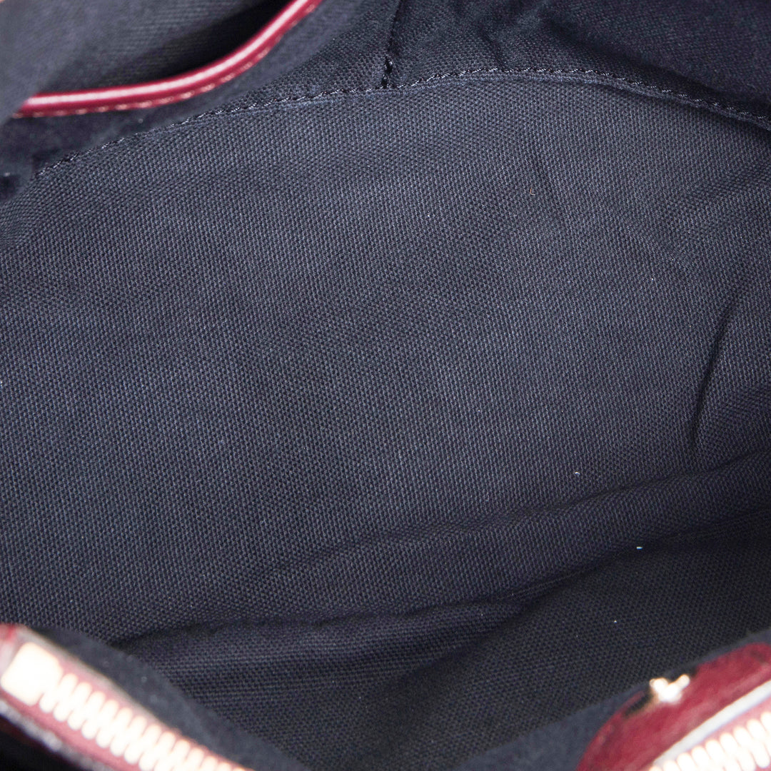 BURBERRY Leather Banner Medium Tote - Burgundy