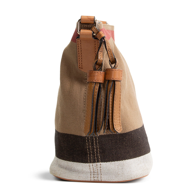 BURBERRY Exploding Check Canvas Bucket Bag