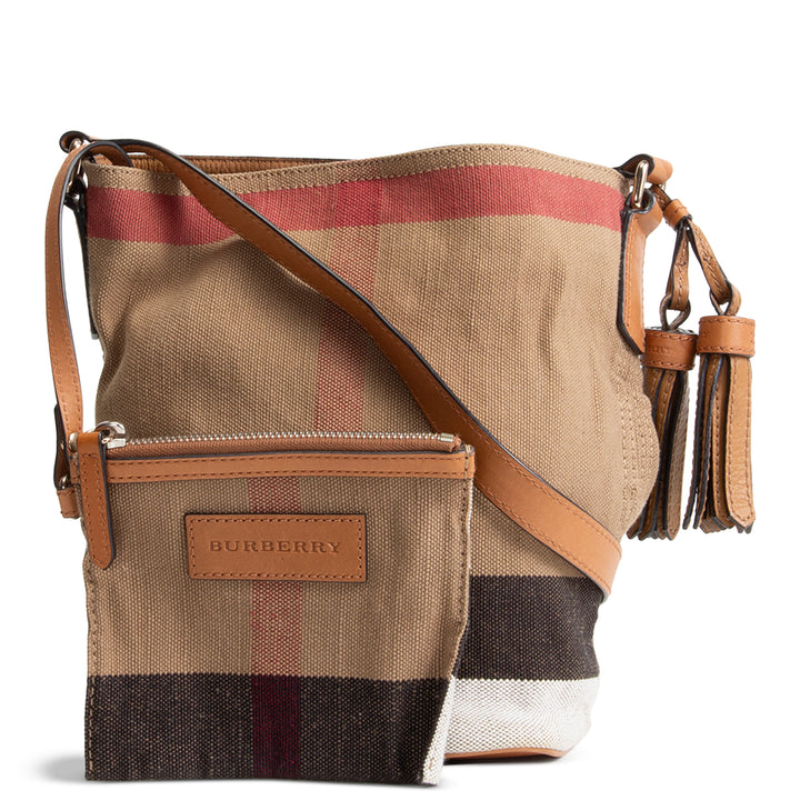 BURBERRY Exploding Check Canvas Bucket Bag