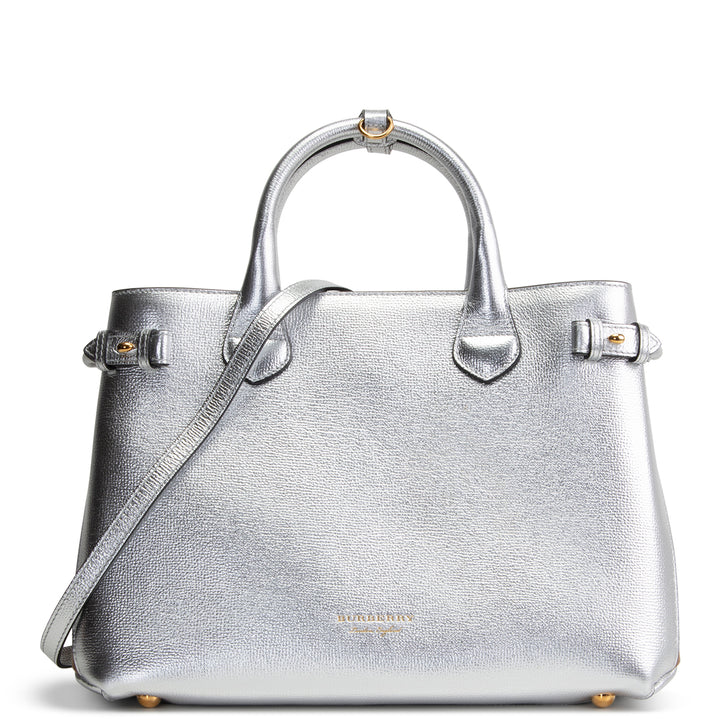 BURBERRY Banner Tote - Metallic Silver