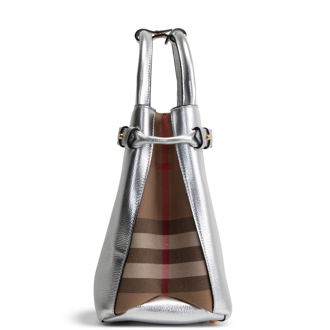 BURBERRY Banner Tote - Metallic Silver