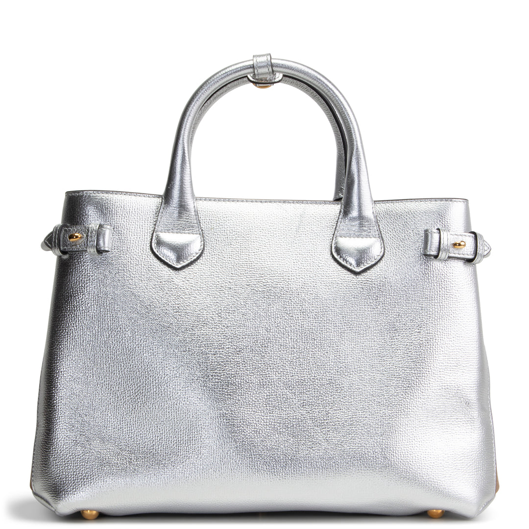 BURBERRY Banner Tote - Metallic Silver
