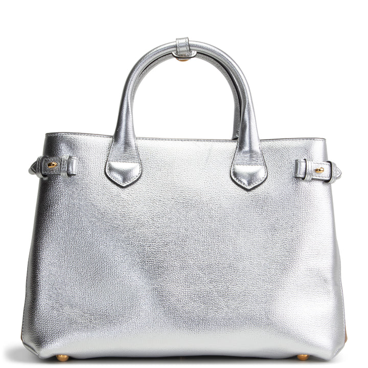 BURBERRY Banner Tote - Metallic Silver