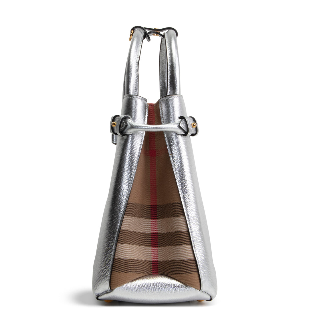 BURBERRY Banner Tote - Metallic Silver