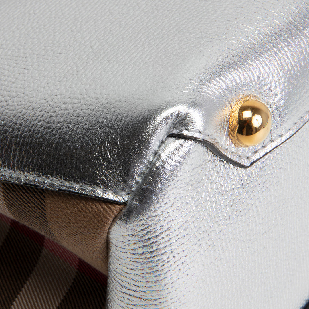 BURBERRY Banner Tote - Metallic Silver