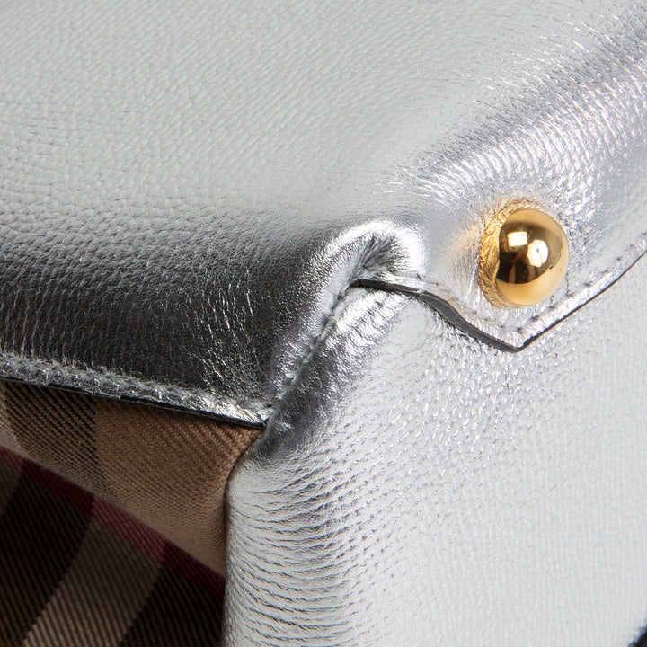 BURBERRY Banner Tote - Metallic Silver