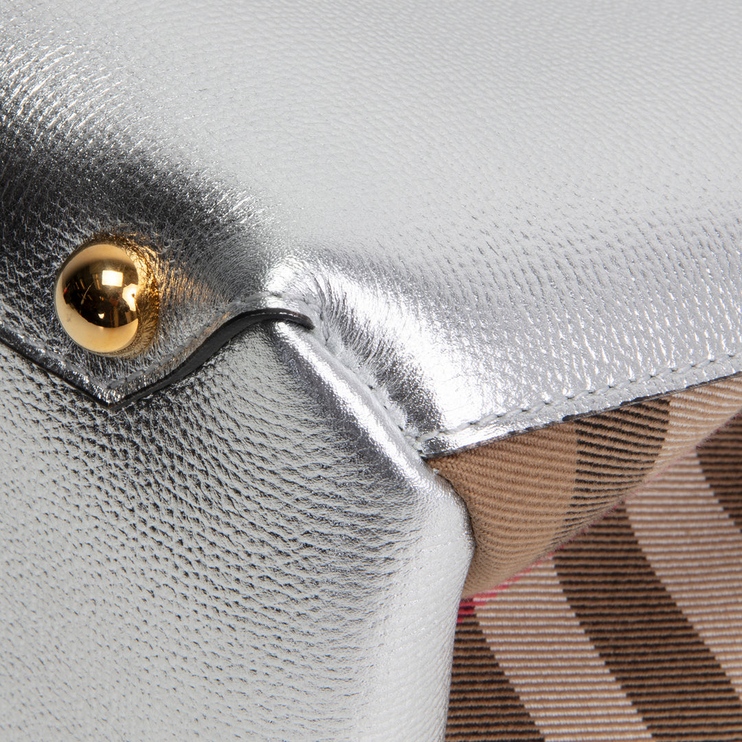BURBERRY Banner Tote - Metallic Silver