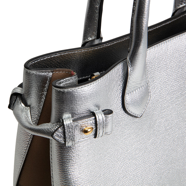 BURBERRY Banner Tote - Metallic Silver