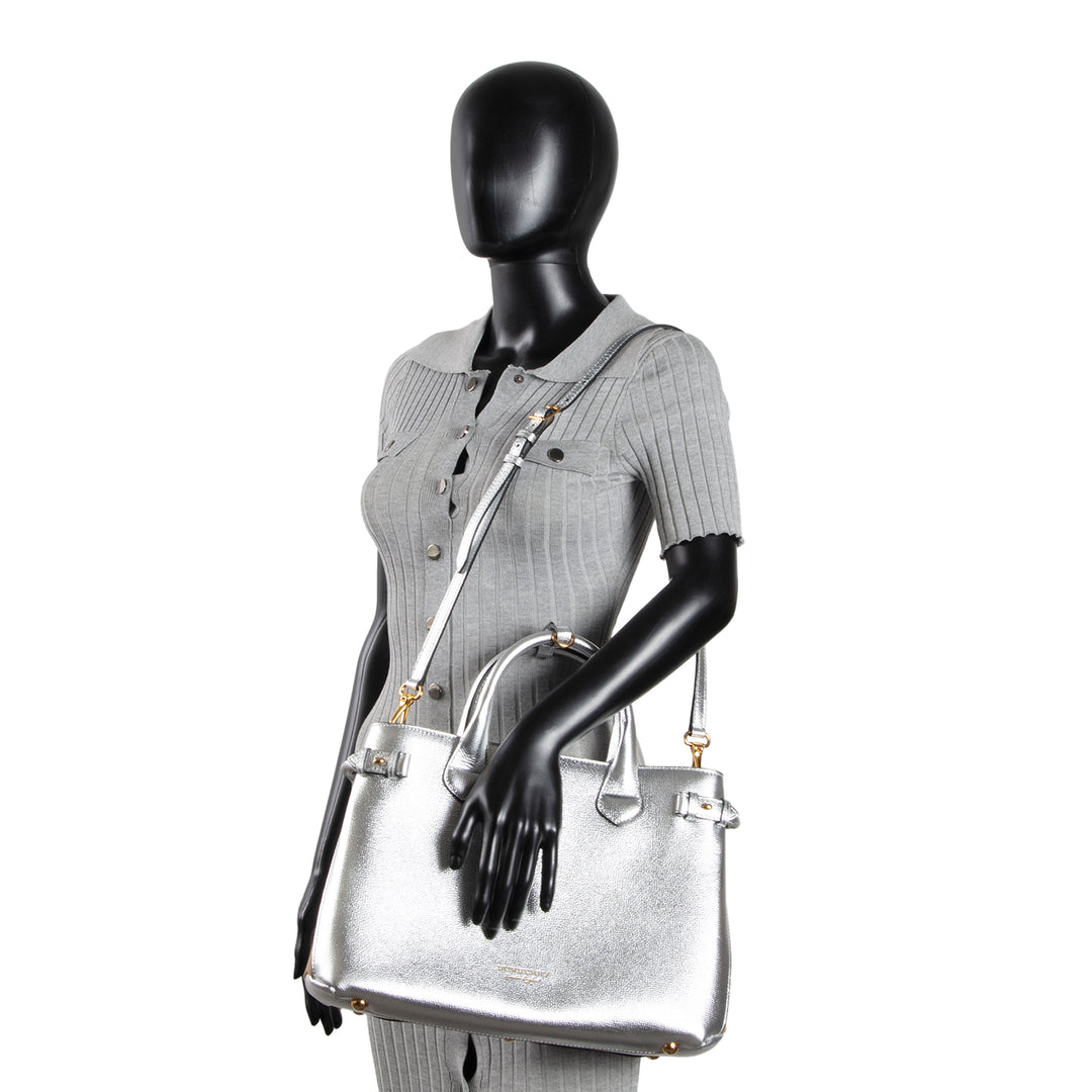 BURBERRY Banner Tote - Metallic Silver