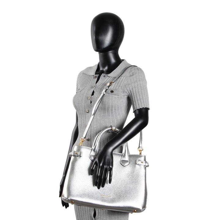 BURBERRY Banner Tote - Metallic Silver