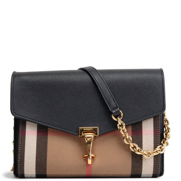 BURBERRY Macken Crossbody Bag Leather & Canvas House Check