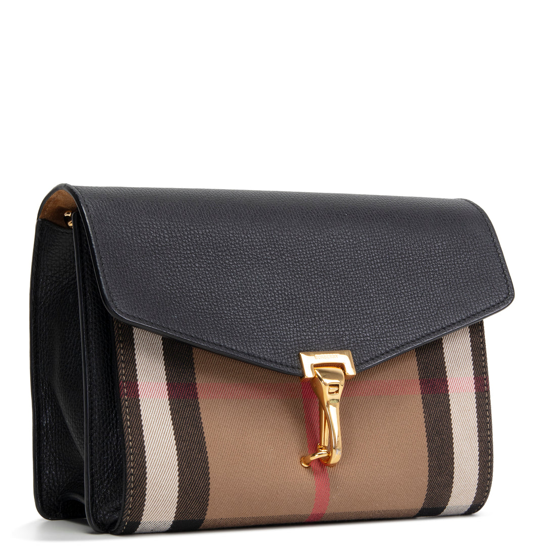 BURBERRY Macken Crossbody Bag Leather & Canvas House Check