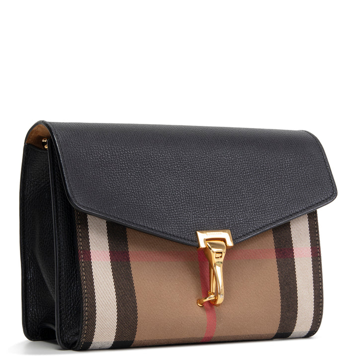BURBERRY Macken Crossbody Bag Leather & Canvas House Check