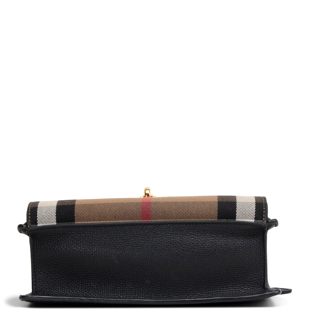 BURBERRY Macken Crossbody Bag Leather & Canvas House Check