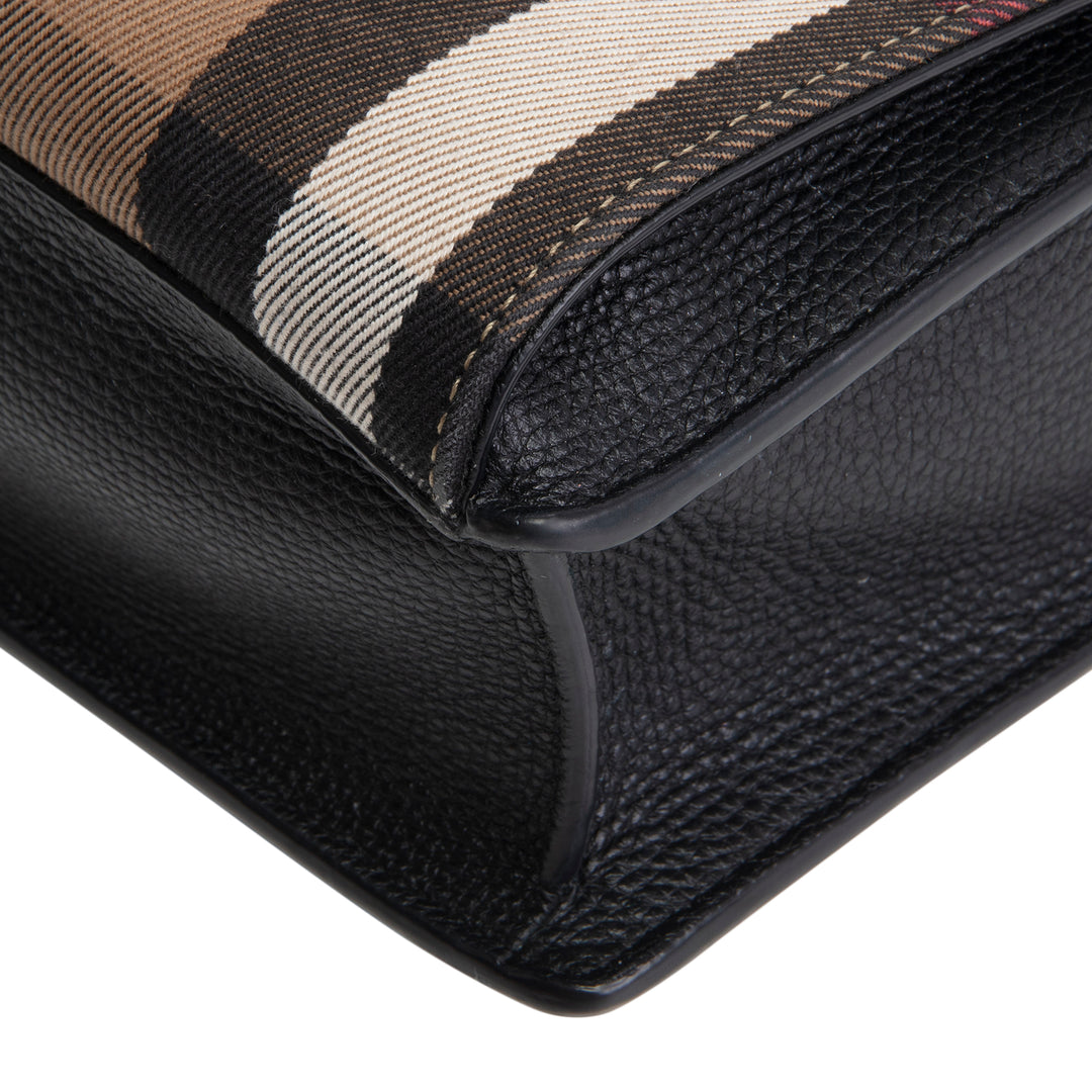 BURBERRY Macken Crossbody Bag Leather & Canvas House Check
