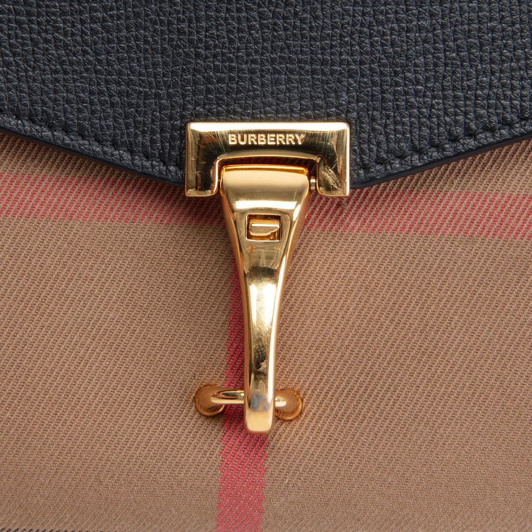 BURBERRY Macken Crossbody Bag Leather & Canvas House Check