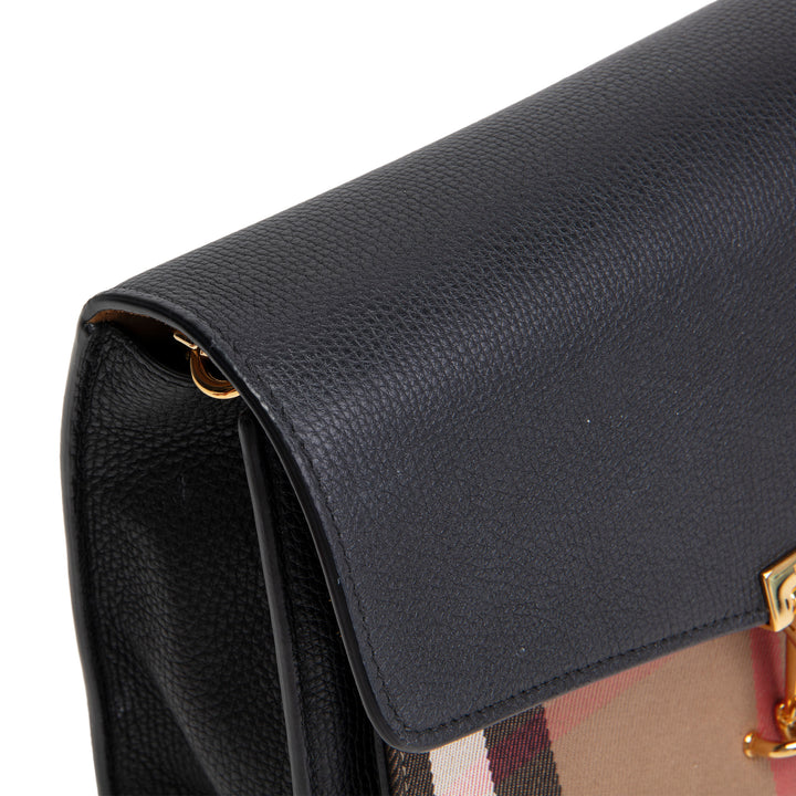 BURBERRY Macken Crossbody Bag Leather & Canvas House Check