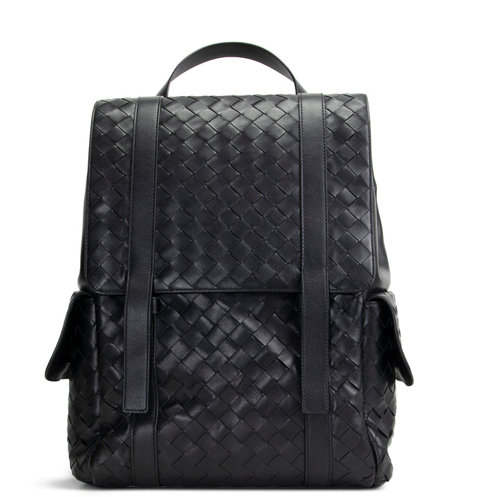BOTTEGA VENETA Leather Intrecciato Back To School Backpack - Black