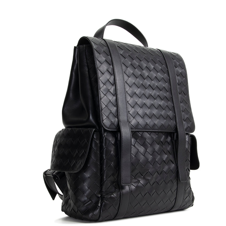 BOTTEGA VENETA Leather Intrecciato Back To School Backpack - Black