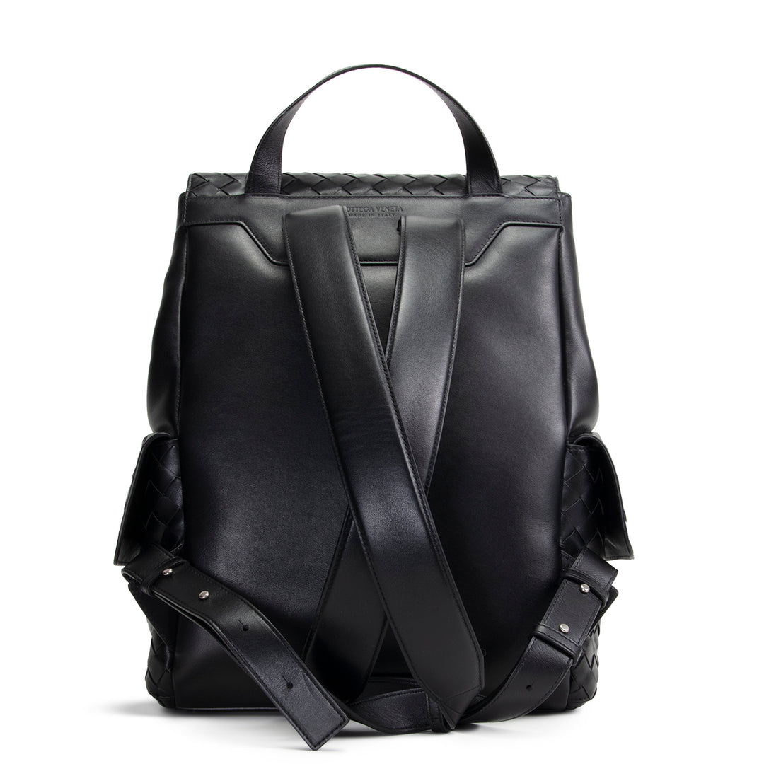 BOTTEGA VENETA Leather Intrecciato Back To School Backpack - Black