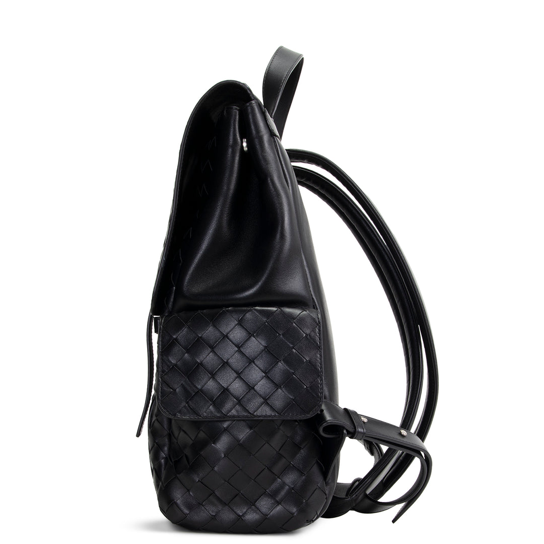 BOTTEGA VENETA Leather Intrecciato Back To School Backpack - Black