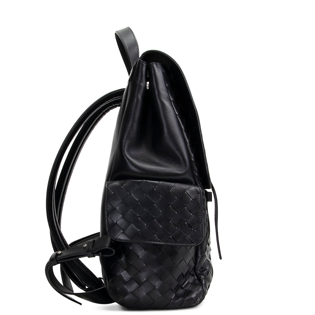 BOTTEGA VENETA Leather Intrecciato Back To School Backpack - Black