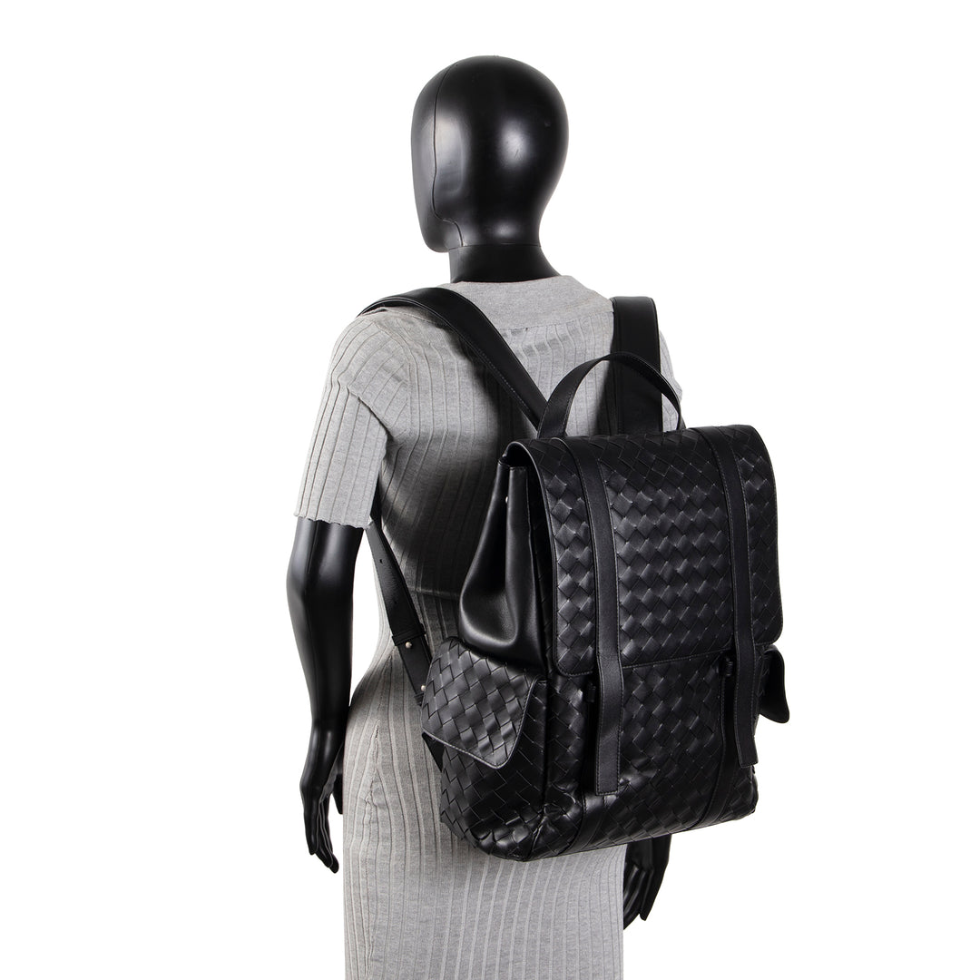 BOTTEGA VENETA Leather Intrecciato Back To School Backpack - Black