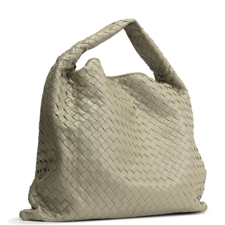 BOTTEGA VENETA Large Hop Intrecciato Hobo Bag - Travertine