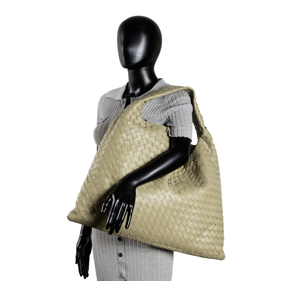 BOTTEGA VENETA Large Hop Intrecciato Hobo Bag - Travertine