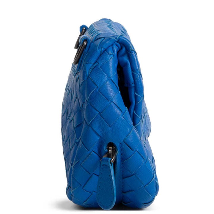 BOTTEGA VENETA Intrecciato Chain Flap Crossbody - Blue