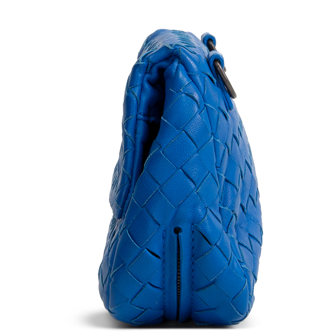BOTTEGA VENETA Intrecciato Chain Flap Crossbody - Blue
